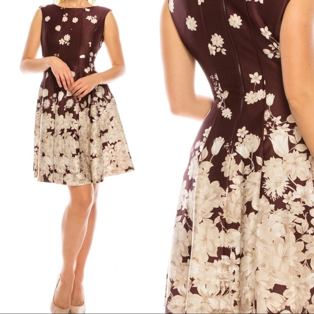 GABBY SKYE Floral Print Bateau ALine Dress Size 16